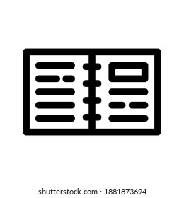 Icono de bloc de notas o logotipo símbolo de signo aislado ilustración vectorial - iconos vectoriales de estilo negro de alta calidad

