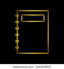 Notebook icon. Metallic gold 3d thin lines collection set.