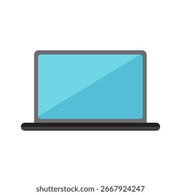 ícone de notebook, notebook moderno para o trabalho, notebook com tela brilhante, aprendizado on-line e comunicação digital