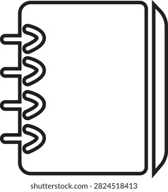 Notebook Icon Modern Line Black Vector Icon for Notes, Office, Business, Education and Productivity Collection Isolated on transparent background