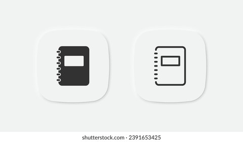 Notebook-Symbol. Notieren Sie sich das Buchzeichen. Tagebuchsymbol. Vektor-Einzelzeichen.