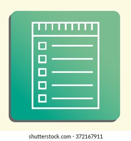 notebook icon, on green rounded rectangle background, white outline