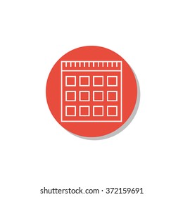 notebook icon, on white background, red circle border, white outline