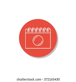 notebook icon, on white background, red circle border, white outline