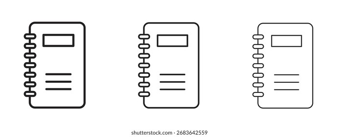 Notebook icon, outline sign, linear symbols