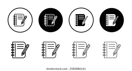 Notebook icon Outline thin set pack series