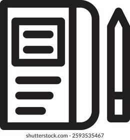 Notebook icon. Notebook and pencil icon