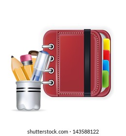 notebook icon with pencil box isolated