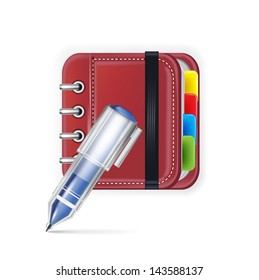 notebook icon with pencil isolated
