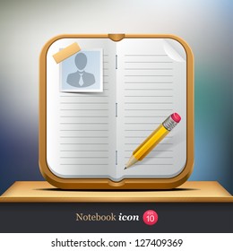 Notebook icon. Personal organizer. Vector illustration.