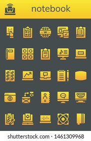 notebook icon set. 26 filled notebook icons.  Simple modern icons about  - Tablet, Laptop, Clipboard, Internet, Responsive, Task, Notebook, Tablets, List, Computer, Notepad, Screen