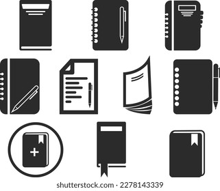 Juego de iconos para equipos portátiles, conjunto de iconos educativos vector negro