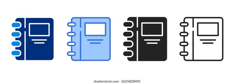 Notebook Icon Set Multiple Style Vector Illustration