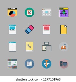 notebook icon set. vector set about desk, office material, browser and school material icons set.