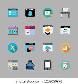 notebook icon set. vector set about tablet, office material, desk and notes icons set.