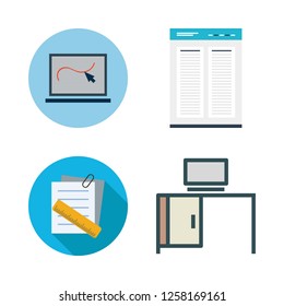 notebook icon set. vector set about browser, notes, laptop and desk icons set.
