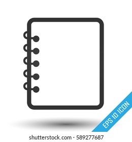 Notebook icon. Notebook sign. Simple flat logo of notebook on white background. Vector illustration.