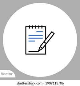 Vector de signo de icono de bloc de notas,Símbolo, ilustración de logotipo para web y móvil