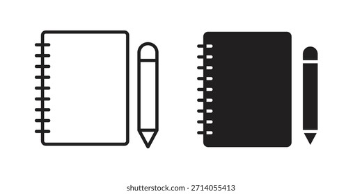Diseños de Vector de silueta de icono de cuaderno. Trazos editables