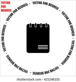 Notebook icon. Simple black vector symbol. Logo for web. Image for business.