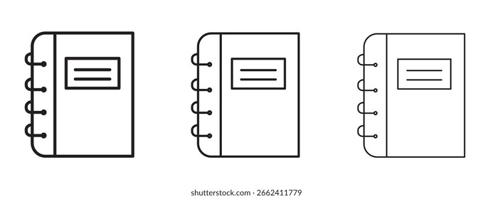 Diseño de línea simple del icono del cuaderno - Ilustración vectorial simple