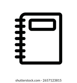 Notebook icon, simple outline. Hand drawn office element.