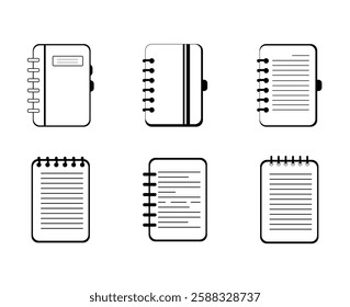 Notebook icon Simple vector illustration, Various Books icon set,Open book, closed book, Study concept symbol, Learning sign, write,  note, edit, writer, document, text and more