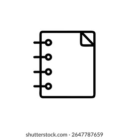 Notebook icon with spiral binding a folded corner on a background notepad paper
