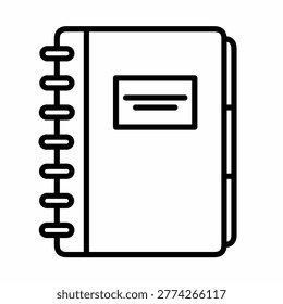 Notebook icon, spiral bound note book for writing and notes