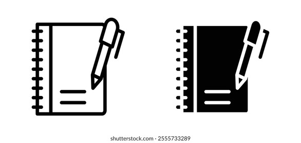 Notebook icon symbol collection on white background.