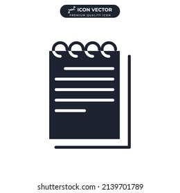 plantilla de símbolo de icono de bloc de notas para la ilustración vectorial de la colección de diseño gráfico y web