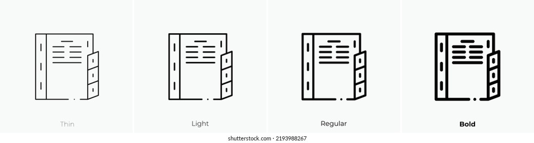 notebook icon. Thin, Light Regular And Bold style design isolated on white background