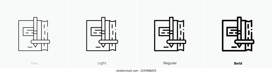 notebook icon. Thin, Light Regular And Bold style design isolated on white background