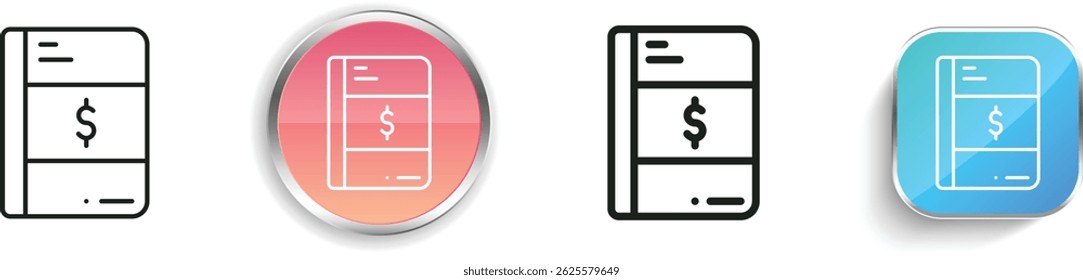 ícone do bloco de notas. Design fino, linear, regular e estilo botão isolado no fundo branco