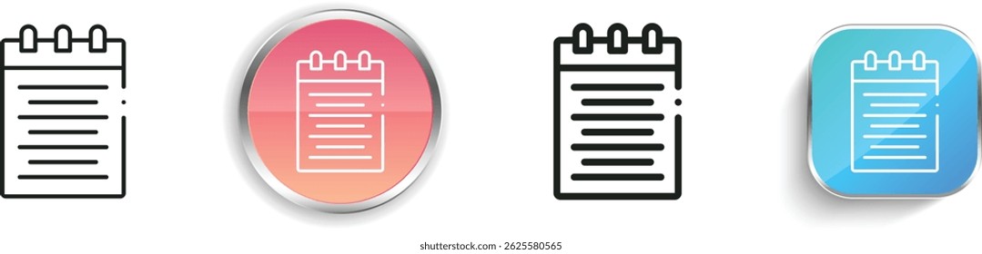 notebook icon. Thin Linear, Regular and Button Style Design Isolated On White Background