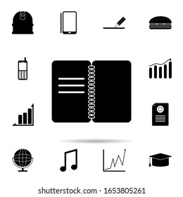 Notizbuchsymbol. Universelles universelle universelle Lebenswelt für Website-Design und -Entwicklung, App-Entwicklung