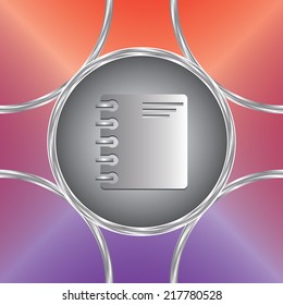 Notebook icon. Vector button. Colorful background. Original design    