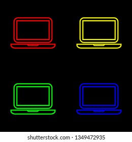 Notebook icon vector, color set. Black background