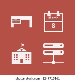 notebook icon. notebook vector icons set university campus, march calendar, desk and server