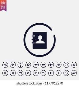 notebook icon vector illustration. arrow icons set