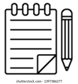Notebook Icon, Vector Illustration, Education Outline