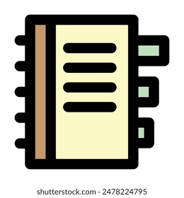 Notebook icon, vector illustration, filled style, best used for web