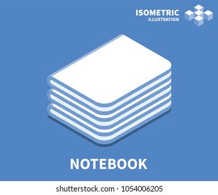 Notebook icon, vector illustration in flat isometric 3D style.