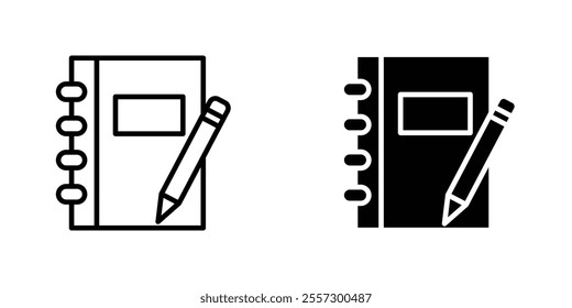 Notebook Icon vector. liner and flat style icons set.