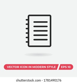 Notebook icon vector. Notepad sign