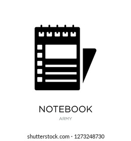 notebook icon vector on white background, notebook trendy filled icons from Army collection, notebook simple element illustration