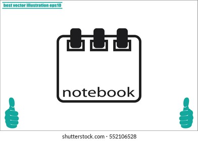 notebook icon vector, sign sketchpad
