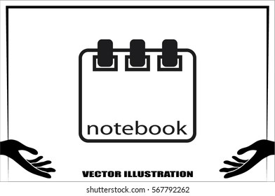 notebook icon vector, sign sketchpad.