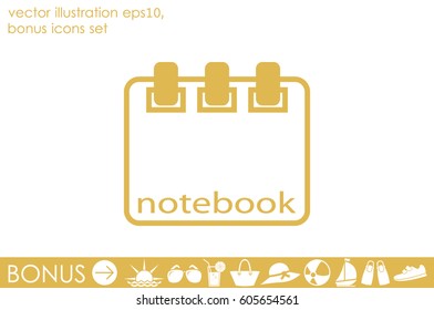 notebook icon vector, sign sketchpad
