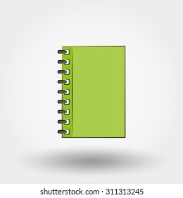 Notebook.  Icon for web and mobile application. Vector illustration on a white background. Doodle, cartoon style.